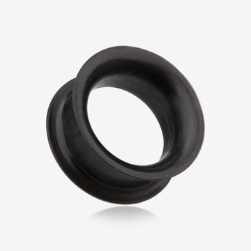 A Pair of Ultra Thin Flexible Silicone Ear Skin Double Flared Tunnel Plug-Black